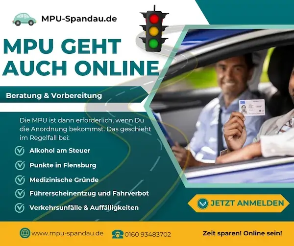 Referat MPU Beratung und Vorbereitung ist Online möglich.
